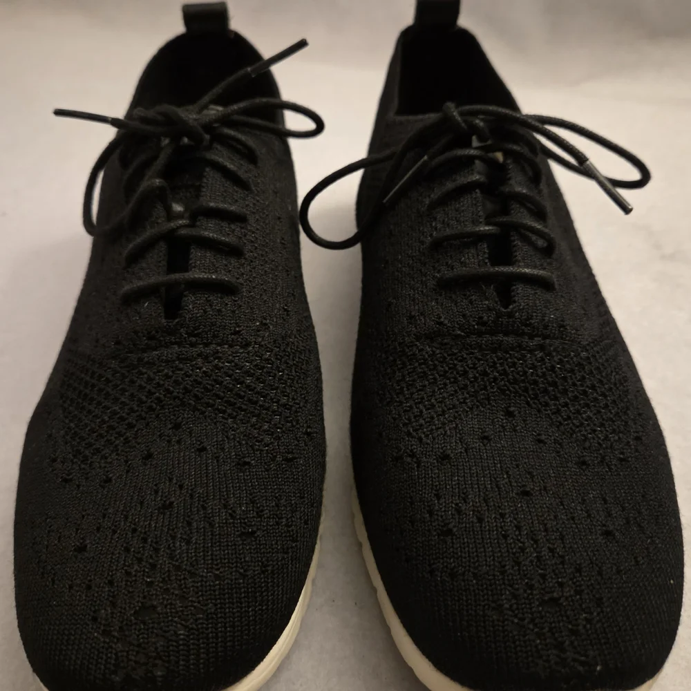 Cole Haan Zerogrand W06723 Women’s 10 B Black Knit‎ Lace Up Oxford Sneakers...